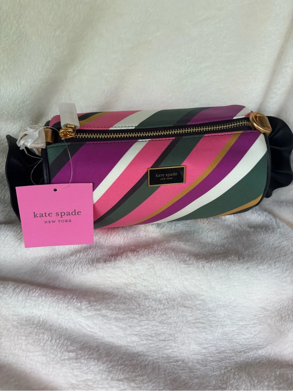 kate spade Sweet Treats Festive Multi Stripe Jacquard Small Barrel Bag